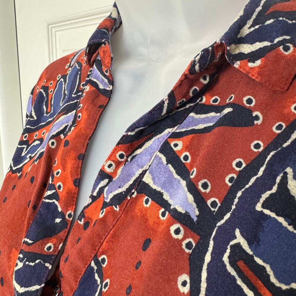 NIC+ZOE Tropical Leaf Shift Dress Split Neck 3/4 Sleeve Travel XS - Picture 6 of 11